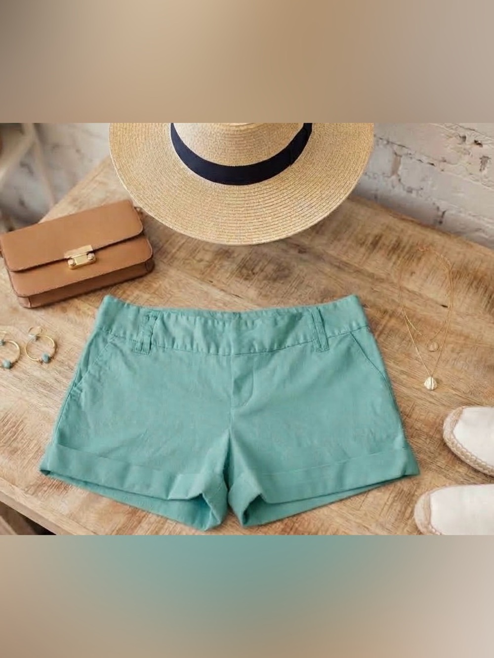Women's Roll-Hem Bermuda Shorts in Aqua size 9 youth